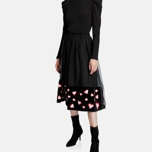 Black Asymmetrical A-Line Midi Skirt